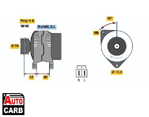 Δυναμό BOSCH 0986037071090 για NISSAN BLUEBIRD 1983-1992, NISSAN EXA 1987-1991, NISSAN PRAIRIE 1988-1998