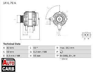 Δυναμό BOSCH 0986038390090 για SEAT ALHAMBRA 1996-2010, SEAT AROSA 1997-2004, SEAT CORDOBA 1993-2002