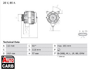 Δυναμό BOSCH 0986042360090 για MERCEDES-BENZ AXOR 2001-2005, MERCEDES-BENZ FlatNose 1984-2011, MERCEDES-BENZ LongNose 1973-2011