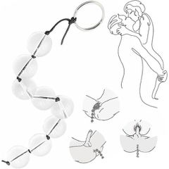 XLarge glass anal beads on string with pull O-Ring Ø 2.8 cm-thumb-2