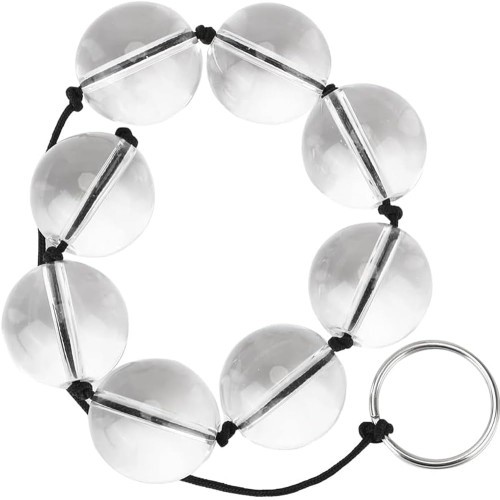 XLarge glass anal beads on string with pull O-Ring Ø 2.8 cm