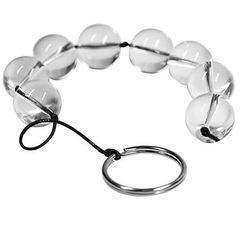 Large glass anal beads on string with pull O-Ring Ø 2.5 cm