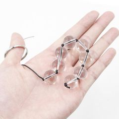 Small glass anal beads on string with pull O-Ring Ø 1.5 cm-thumb-1