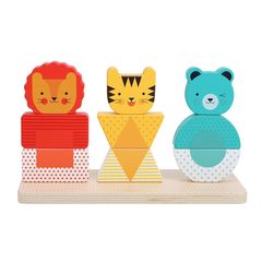 Ξύλινη πυραμίδα στοίβαξης, Λιοντάρι, Τίγρης και Αρκούδα - Petit Collage
