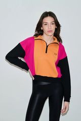 PCP Cole Orange Zipped Sweatshirt | PCP Cole Πορτοκαλί Κοντό Φούτερ με Φερμουάρ