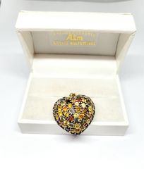  Vintage χρυσή Κ9 και 925 ασημένια καρδιά θήκη μενταγιόν με χρωματιστές ημιπολύτιμες πέτρες Α9546 ΤΙΜΗ 120 ΕΥΡΩ 