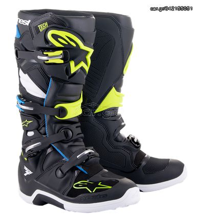 ΜΠΟΤΕΣ ALPINESTARS TECH7 BLK/BL/YL No-11 (EU Size 45.5)