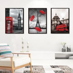 Αυτοκόλλητο Τοίχου London Mood Collage 40cm  x 98cm Μαύρο Κόκκινο 11701