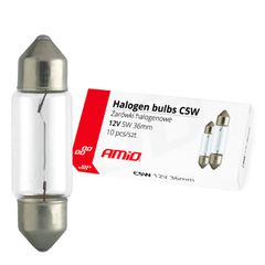 Amio – Λαμπτήρες Αλογόνου C5W SV8.5 12V 5W 36mm για Πλαφονιέρα Αυτοκινήτου – Κουτί 10 Τεμ. (01486/AM)