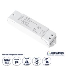 GloboStar® 73127 V1-S SKYDANCE AC Triac Dimmer Push Dimming 1 Κανάλι DC 12-48V 1 x 15A 720W - Max 15A 720W - IP20 Μ17.5 x Π4.5 x Υ2.5cm - 5 Χρόνια Εγγύηση