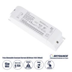 GloboStar® 73133 TE-15A SKYDANCE AC Triac Dimmable Constant Current LED Driver Push Dimming 1 Κανάλι AC 200-240V 1 x 0.15A 15W - Max 0.15A 15W - IP20 Μ15.1 x Π4.1 x Υ3cm - 5 Χρόνια Εγγύηση