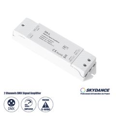 GloboStar® 73138 DA-L SKYDANCE DC DMX512 Signal Amplifier 2 Καναλιών DC 12-48V - IP20 Μ17.5 x Π4.5 x Υ2.5cm - 5 Χρόνια Εγγύηση