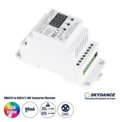 GloboStar® 73139 DL SKYDANCE DC DMX512 Signal Amplifier Din Rail Ράγας 2 Καναλιών DC 12-48V - IP20 Μ11.5 x Π5 x Υ6.5cm - 5 Χρόνια Εγγύηση