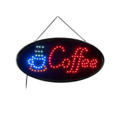 GloboStar® 75687 Φωτιστικό Ταμπέλα LED Οβάλ Σήμανσης COFFEE με Πρίζα AC 230V Μ48 x Π1.8 x Υ24.5cm