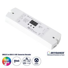 GloboStar® 73140 DL-L SKYDANCE AC DMX512 to 0/1-10V Converter / Decoder 4 Καναλιών - 2 Inputs DC 12-24V ή AC 100-240V - IP20  Μ17 x Π5 x Υ2.5cm - 5 Χρόνια Εγγύηση