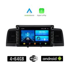 TOYOTA COROLLA (2000 - 2007) Android οθόνη αυτοκίνητου 4+64GB με GPS WI-FI με αεραγωγούς (ηχοσύστημα αφής 8" ιντσών 4GB CarPlay Android Auto Car Play Youtube Playstore MP3 USB Radio Bluetooth Mir