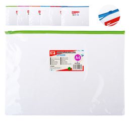 MP διάφανος φάκελος με zip PC035, Α4 21 x 29.7cm, διάφορα χρώματα