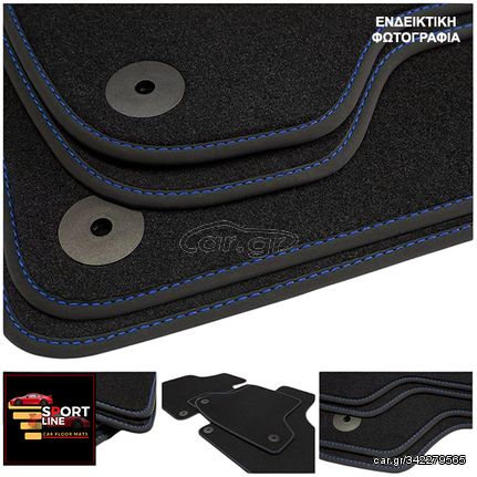VOLKSWAGEN GOLF 7 2012-2019 ΠΑΤΑΚΙΑ ΜΟΚΕΤΑ SPORT LINE ΜΑΥΡΟ ME ΜΠΛΕ ΡΑΦΗ - ΜΠΛΕ ΚΕΝΤΗΜΑ VOLKSWAGEN ΣΕΤ 4ΤΜΧ