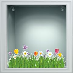 Αυτοκόλλητο βιτρίνας - Άνοιξη - Λουλούδια 24-50cm x 18cm