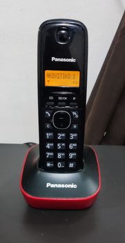 Panasonic KX-TG1611 Ασύρματο Τηλέφωνο με 50 Μνήμες Μαύρο/Κόκκιν