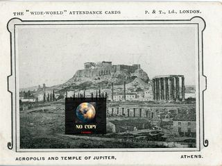 Αθήνα (δεκ. 1900) - κάρτα με τον ιερό βράχο της Ακρόπολης και τον ναό του ΔΙΑ (σπάνια αγγλική έκδοση)