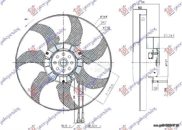 Βεντιλατέρ A/C (Μοτέρ & Φτερωτή) (34cm) (2 Καλώδια) VW Transporter T4 1997-2003