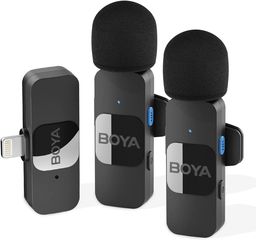 BOYA BY-V2 Wireless 2-person Lavalier Microphone for iPhone iPad Mini Lapel Lightning connection