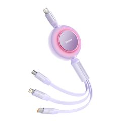 Baseus Bright Mirror 2 retractable cable 3in1 cable USB Type C - micro USB + Lightning + USB Type C 3.5A 1.1m purple (CAMJ010205)