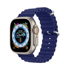 Dux Ducis Strap Watch Strap 9 / 8 / 7 / 6 / 5 / 4 / 3 / 2 / SE (45 / 44 / 42mm) Silicone Band Bracelet Navy Blue (OceanWave Version)