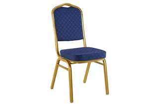 Καρέκλα συνεδρίου "HILTON" από ύφασμα/μέταλλο σε μπλε/χρυσό χρώμα 40x42x92
