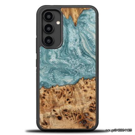 Wood and resin case for Samsung Galaxy A54 5G Bewood Unique Uranus - blue and white