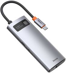Baseus Gleam USB-C Docking Station με HDMI 4K PD Ethernet και συνδεση 2 Οθονών Γκρι (CAHUB-CU0G) (#06-4743)