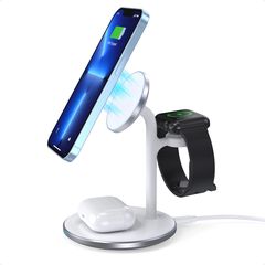 Choetech Induction Charger (MagSafe Compatible) Stand for iPhone, Apple Watch, AirPods white (T585-F)