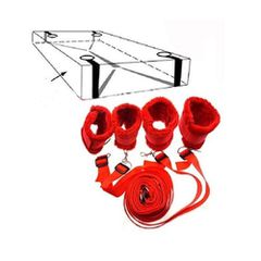 Long red velvet bed bondage restraints-thumb-1