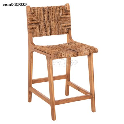 ΣΚΑΜΠΟ ΜΠΑΡ WALTER HM9842 ΞΥΛO TEAK ΣΕ ΦΥΣΙΚΟ-ΨΑΘΑ 46x55x96Υεκ. Με πλάτη , 1 Τεμάχιο