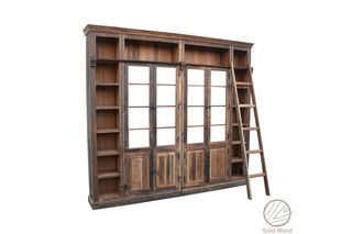 Βιβλιοθήκη "LIBRARDY" από ξύλο σε αντικέ καρυδί χρώμα 247x35x220