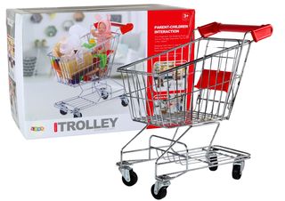 Shopping cart, metal basket for children, silver, large