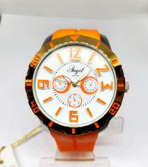 Ρολόι ANGEL NEW YORK  white orange rubber 43 χιλιοστά SU-2004 Α9516 ΤΙΜΗ 30 ΕΥΡΩ