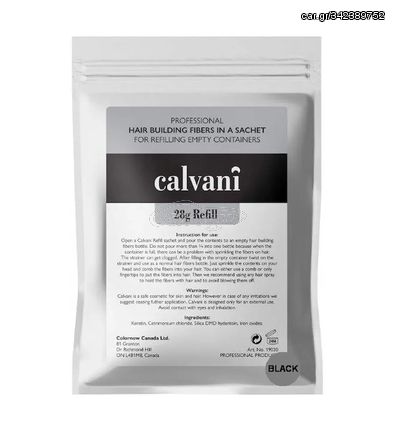 Ίνες Κερατίνης Πύκνωσης Μαλλιών Calvani Μαύρο Refill 28gr