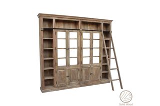 Βιβλιοθήκη "LIBRARDY" από ξύλο σε lime wash χρώμα 247x35x220