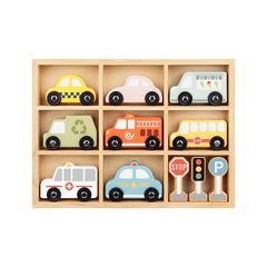 Ξύλινο σετ οχήματα κυκλοφοριακής αγωγής, παστέλ - Tooky Toy