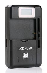 POWERTECH φορτιστής μπαταρίας κινητών QC64 με οθόνη, USB, μαύρος
