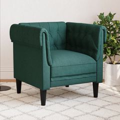 Πολυθρόνα Chesterfield Σκούρο Πράσινο Υφασμάτινη 372542