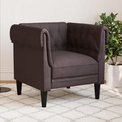 Πολυθρόνα Chesterfield Σκούρο Καφέ Υφασμάτινη 372541