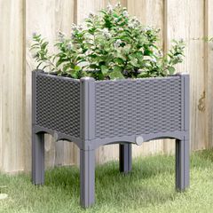 Ζαρντινιέρα Κήπου με Πόδια Μπλε Γκρι 40x40x42 εκ. από Πολυπροπυλένιο 367886