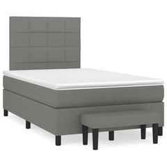 ΚΡΕΒΑΤΙ BOXSPRING ΜΕ ΣΤΡΩΜΑ ΣΚΟΥΡΟ ΓΚΡΙ 120X190 ΕΚ ΥΦΑΣΜΑΤΙΝΟ 3270356