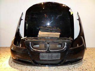 BMW series 3 E90/E91 2005-2008 μετόπης-μούρη εμπρός (ΟΧΙ Φανάρι Δεξί) - κομπλέ μαύρο  (Καπό, φτερά, μετόπη  με τραβέρσα, φανάρι αριστερό ,προφυλακτήρας, ψυγεία)