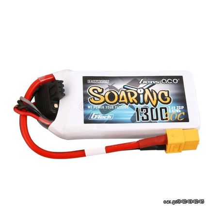 Gens Ace G-Tech Soaring 1300mAh 7.4V 30C 2S1P LiPo Battery Pack with XT60 Plug