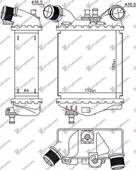 Ψυγείο Intercooler Abarth (18.5x17.3x6.4) Δεξιό Fiat 500 2007-2015