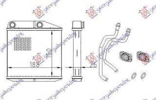 Ψυγείο Καλοριφέρ (Brazed) (Με/Χωρίς A/C) (16x18.8) (Τύπου Denso) (Με Σωλήνες) Fiat Linea 2007-2013